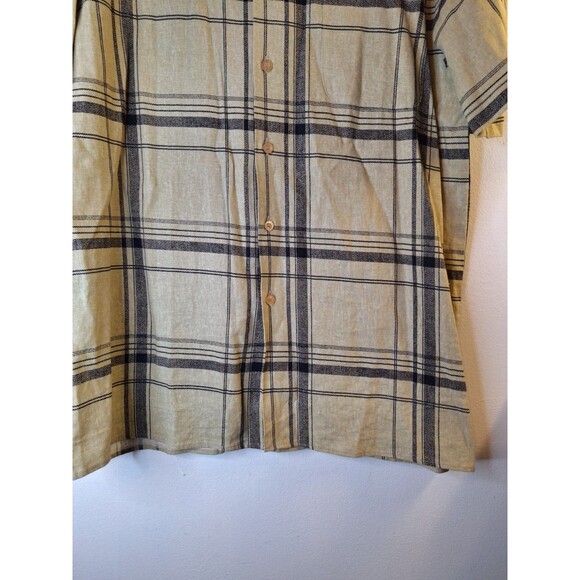 TRUST S/S Linen Rayon Button Down Shirt Men's Large Beach Resort Casual Travel - Picture 5 of 5